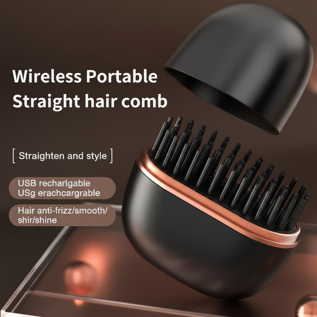 Mini Hair Straightening Comb Wireless Charging